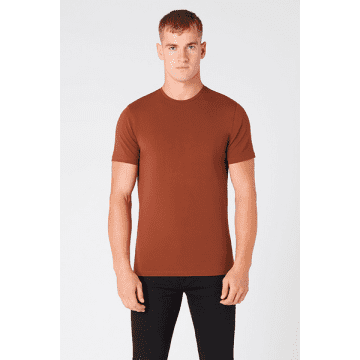 Remus Uomo Brown Basic Round Neck T Shirt