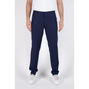 Remus Uomo Navy Stretch Fit Cotton Trouser In Blue