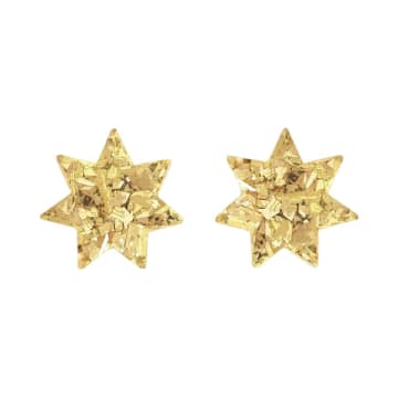 Natalie Owen Ste4 Star Stud Earrings In Gold Sparkle In Red