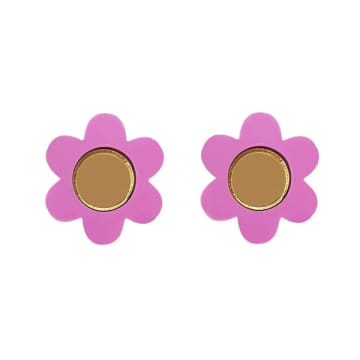 Natalie Owen Dy3 Daisy Flower Stud Earrings In Purple In Red