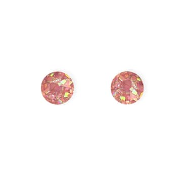 Natalie Owen Mini7 Mini Round Stud Earrings In Light Pink Sparkle In Red