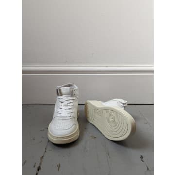 Autry Medalist White Goatskin Leather Hi Top Sneakers