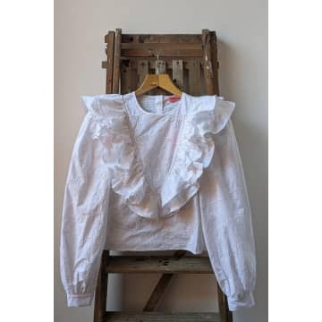 Custommade Sabine Broderie Anglaise White Ruffle Blouse