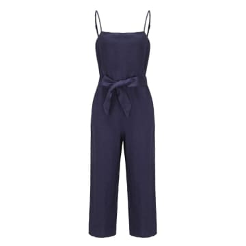 Lilly Pilly Chloe Linen Jumpsuit In Blue