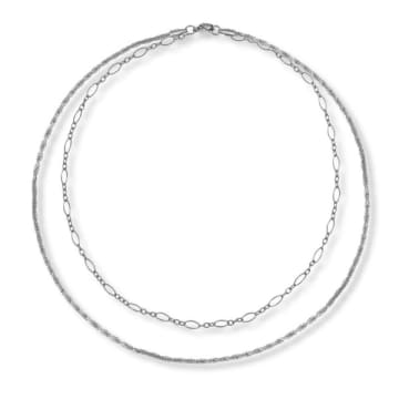 A Weathered Penny Steel Delicate Layered Chain Necklace