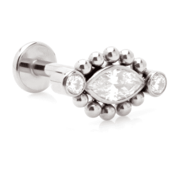 Last Night I Dreamt Wbj Ti Threadless Labret With Millegrained Marquise With Side Gems Attachment