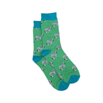 Sock Talk - Men's Green & Blue Zebra Socks