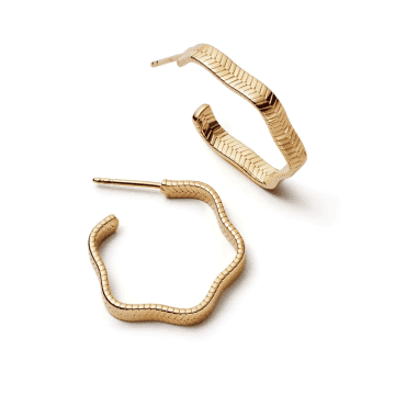 Daisy London 28mm Gold Plated Wavy Snake Hoop Earrings