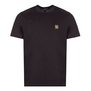 BELSTAFF BLACK T SHIRT WITH PATCH LOGO ON THE CHEST