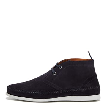 PAUL SMITH NAVY NEON COW LEATHER BOOTS