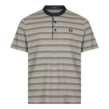 FRED PERRY DEEP CARBON STRIPED HENLEY T SHIRT