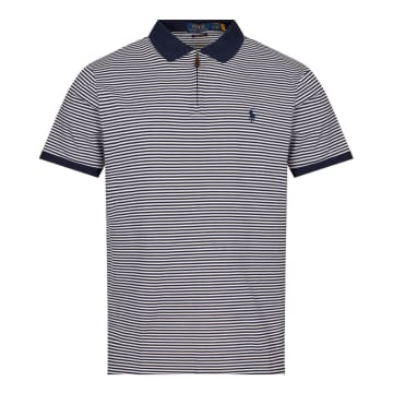 Polo Ralph Lauren Navy And White Stripe Polo Shirt In Blue