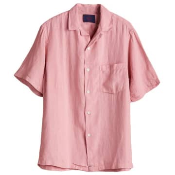 Shop Portuguese Flannel Linen Camp Collar Shirt Rose