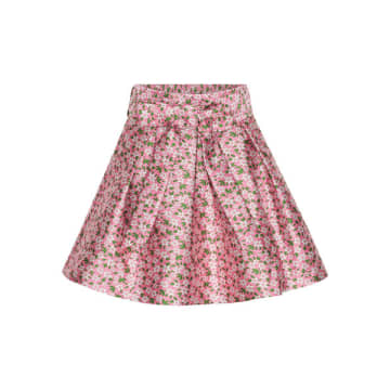 Shop Custommade Rosabel Jacquard Pink Pleated Skirt