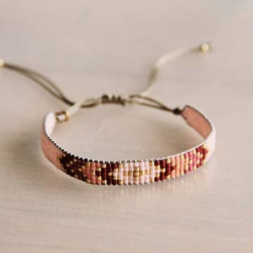 Bazou Weaving Bracelet Light Pink/red/pink/gold Plated