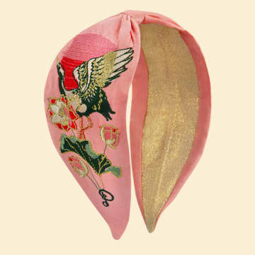 Karabo Satin Embroidered Headband, Crane At Sunrise, Petal