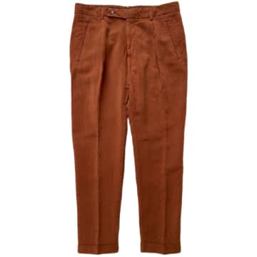Fresh Lyocell Linen Chino Pants In Brick Red