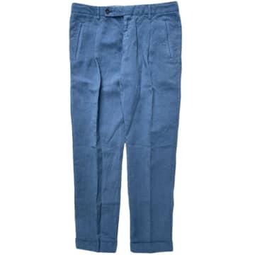 Fresh Lyocell Linen One-pleat Chino Trousers In Blue