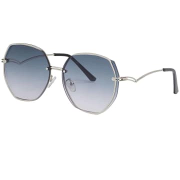 Elie Beaumont Silver & Blue Sunglasses In Metallic