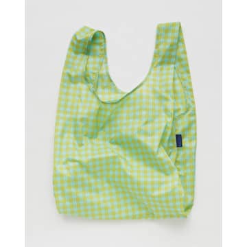 Baggu Mint Pixel Gingham Standard Bag In Green