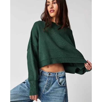 Shop Free People Easy Street Crop Pullover Hunter Green