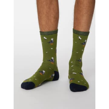 Lark London Pesca Men's Bamboo Socks -olive Green