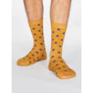 Lark London Men's Greyson Spot Stripe Socks In Yellow