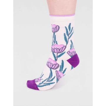 Lark London Women Prunella Organic Cotton Floral Socks In Neutrals