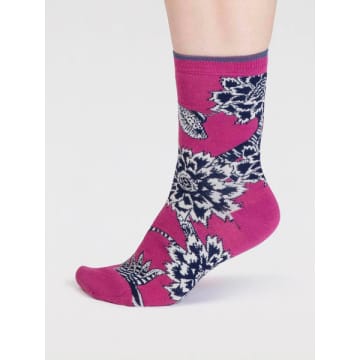 Lark London Women Freja Organic Cotton Abstract Flower Socks In Pink