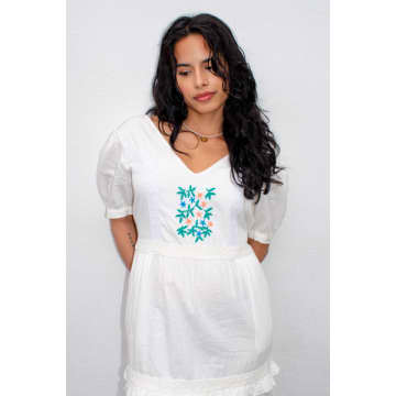 Lowie Embroidered Cotton Puff Sleeve Dress