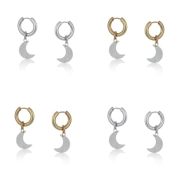 Big Metal Moon Huggie Earrings In Gold