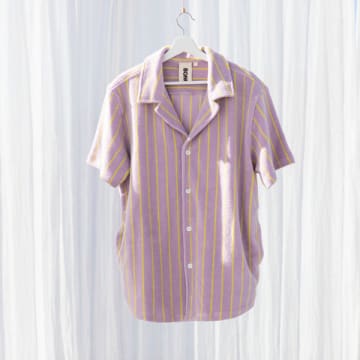 Bongusta Naram Shirt, Lilac & Neon Yellow Stripe