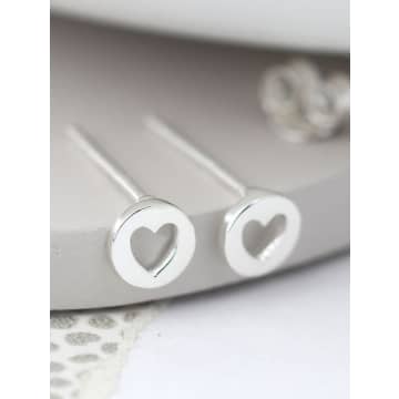 Pom Tiny Cut Out Heart Disc Studs