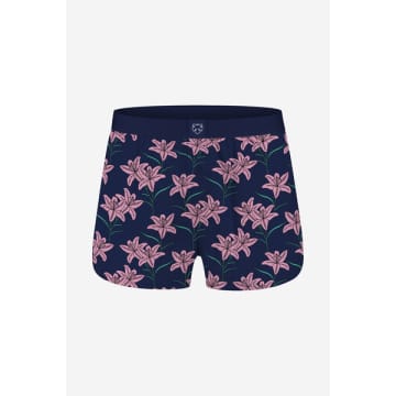 A-dam Navy Pink Flowers Boxers In Blue