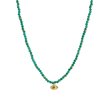 Rachel Entwistle Rays Of Light Necklace Green Onyx Gold