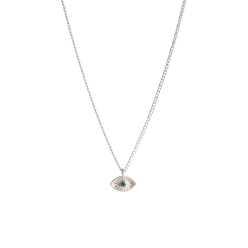 Rachel Entwistle Mini Rays Of Light Necklace Emerald Silver In Metallic