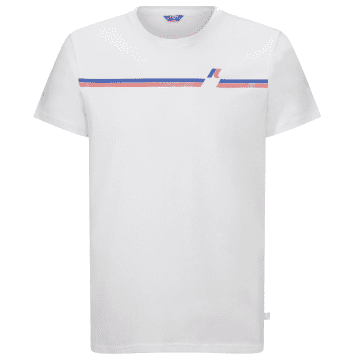 K-way Odom Logo Stripe Slim Fit Cotton T-shirt In White