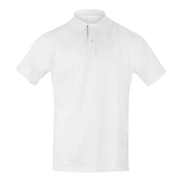 Paul Smith Menswear White Cotton Pique  Artist Stripe Placket Polo Shirt