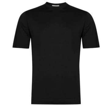 John Smedley Lorca Welted Short Sleeve T-shirt In Black