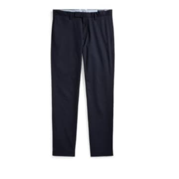 Shop Ralph Lauren Navy Slim Fit Flat Chino Pants In Blue