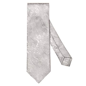 Eton Jacquard Paisley Silk Wedding Tie In Grey