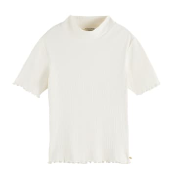 Scotch & Soda Rib Knit Short Sleeved T Shirt In White