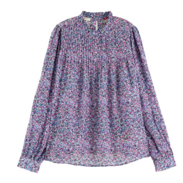 Scotch & Soda Long Sleeved Pin Tucked Blouse In Purple