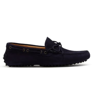 Shop Oliver Sweeney Navy Lastres Suede Moccasin In Blue