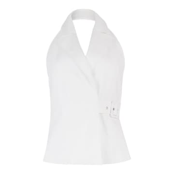 Moschino Boutique Waistcoat Halter Neck Top In White