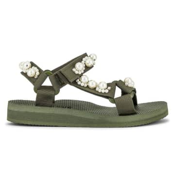 Shop Arizona Love Khaki Trekky Pearl Sandals In Neutrals