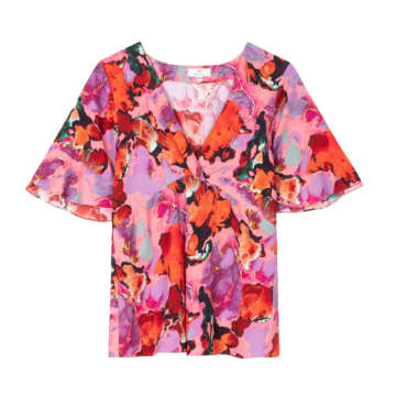 Paul Smith Marble V Neck Top In Pink