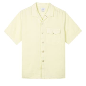 Paul Smith Short Sleeve Casual Fit Linen Shirt In Green