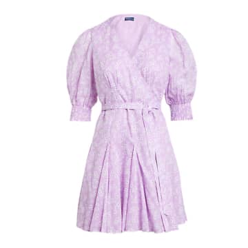 Ralph Lauren Floral Wrap Cotton Dress In Lilac