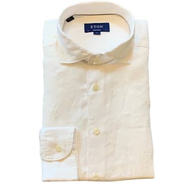 Eton Linen Contemporary Fit Shirt In White